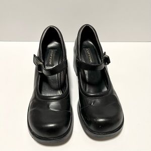 SOLD -Curfew Vintage Preloved Y2K Black Mary Jane Chunky Heel Velcro Straps